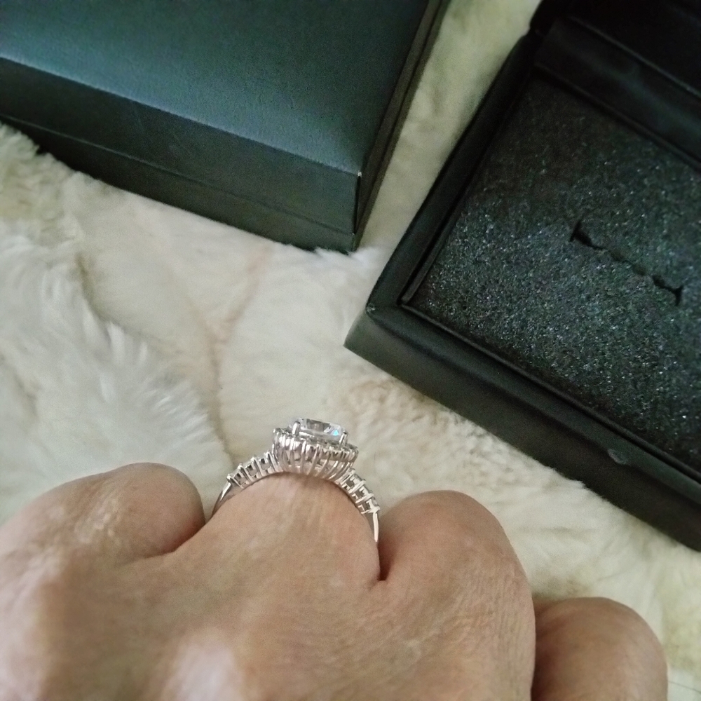 NADRI HALO RODIUM PLATED RING #10 - Picture 11 of 11